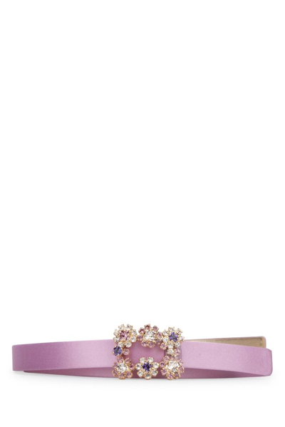 Shop Roger Vivier Flower Buckle Embellished Belt In Pink
