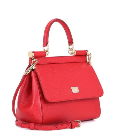 Shop Dolce & Gabbana Miss Sicily Small  Leather Shoulder Bag In Red