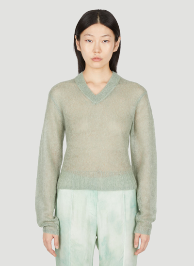 Shop Acne Studios Mohair Knit Sweater In Green