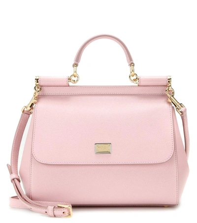 Shop Dolce & Gabbana Sicily Medium Leather Shoulder Bag In Pink