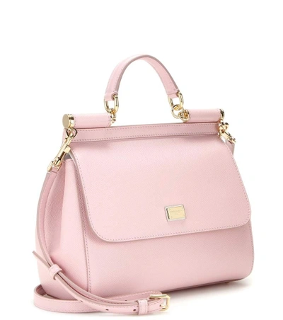 Shop Dolce & Gabbana Sicily Medium Leather Shoulder Bag In Pink