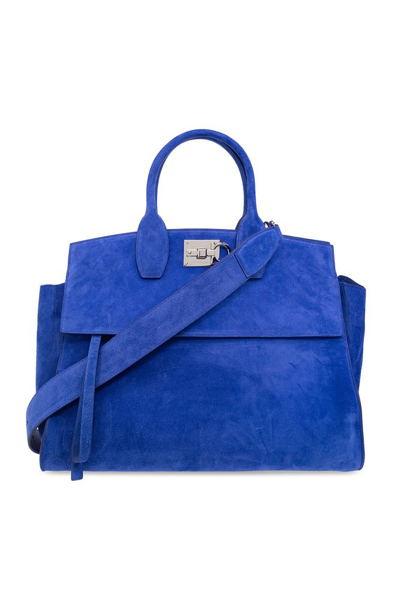 Shop Ferragamo Salvatore  Studio Soft Large Tote Bag In Blue