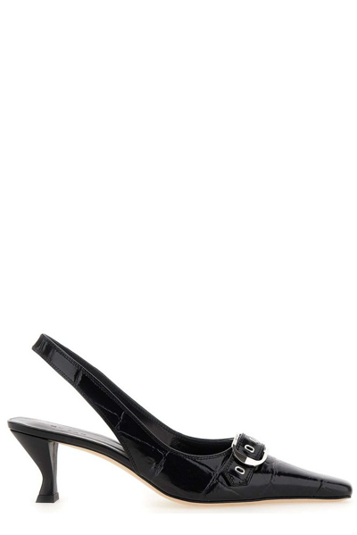 Shop By Far Evita Pointed Toe Slingback Pumps In Black