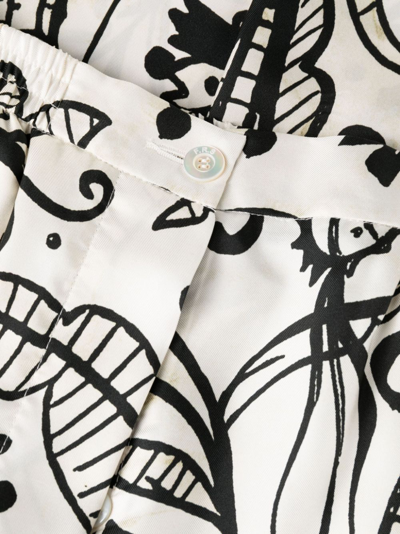 F.r.s For Restless Sleepers White White Printed Silk Trousers In White