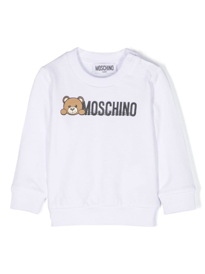 Shop Moschino Teddy Bear-motif Cotton Sweatshirt In White