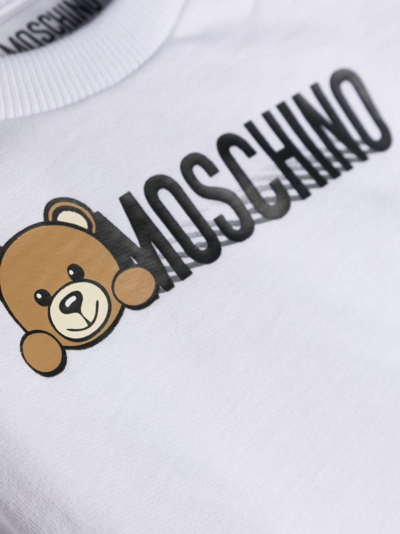 Shop Moschino Teddy Bear-motif Cotton Sweatshirt In White