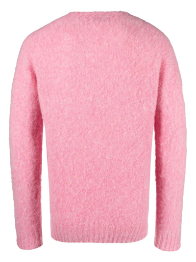 Shop Mackintosh Hutchins Crew-neck Wool Sweater In Pink