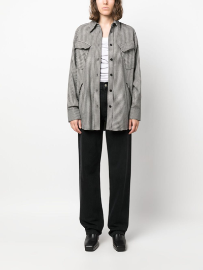 Iceberg Houndstooth-pattern Shirt Jacket In Black