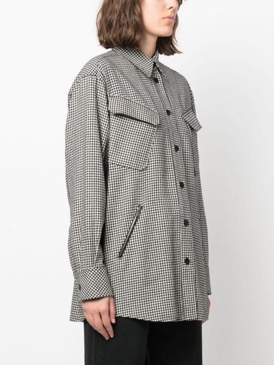 Iceberg Houndstooth-pattern Shirt Jacket In Black