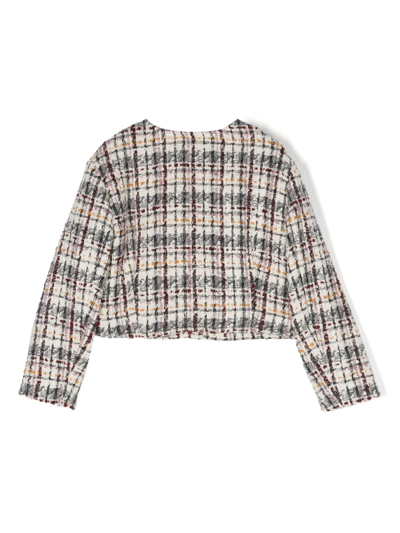 Shop Bonpoint Button-up Tweed Jacket In Neutrals