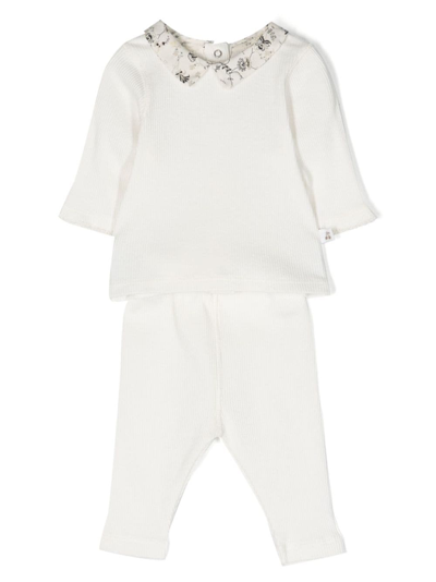 Shop Bonpoint Contrasting-collar Cotton Trouser Set In White