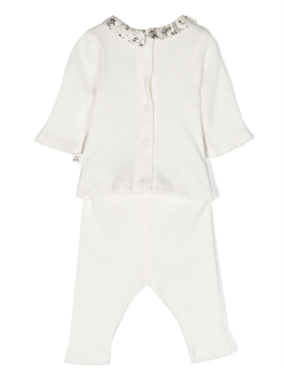 Shop Bonpoint Contrasting-collar Cotton Trouser Set In White