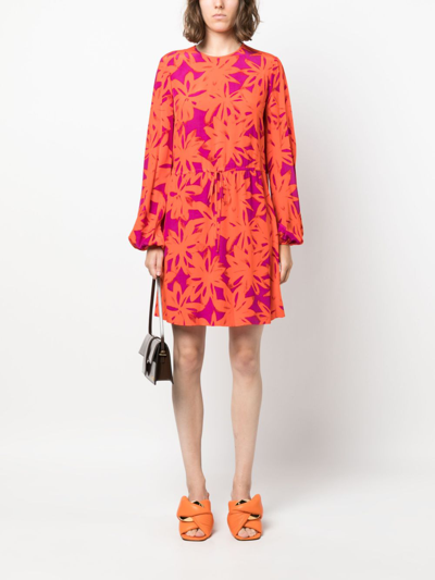 Shop Diane Von Furstenberg Sidney Floral-print Minidress In Orange
