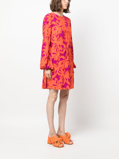 Shop Diane Von Furstenberg Sidney Floral-print Minidress In Orange