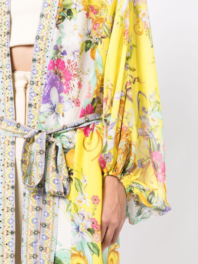 Shop Camilla Graphic-print Silk Coat In Yellow