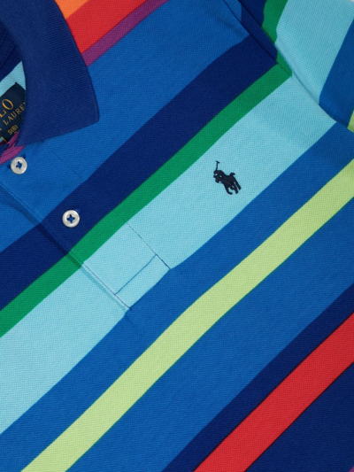 Shop Ralph Lauren Striped Short-sleeve Polo Dress In Blue