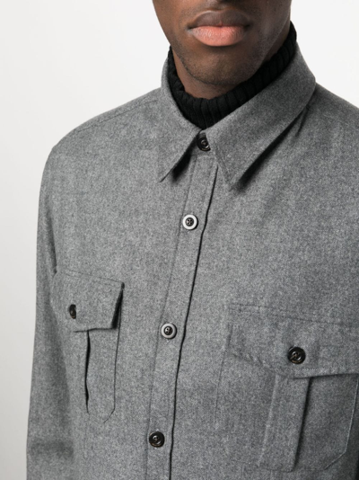 Shop Boglioli Cargo-pockets Wool Shirt In Grey