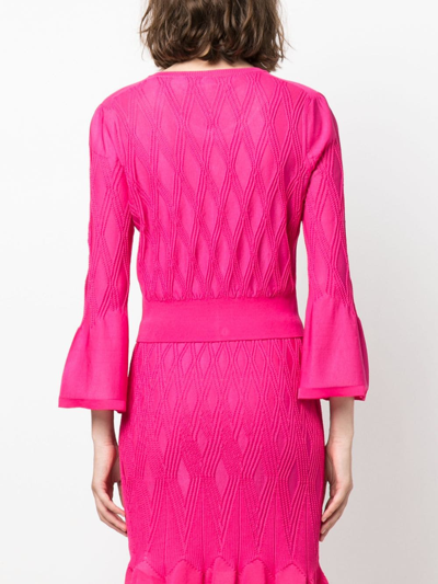 Shop Diane Von Furstenberg Charlie Diamond-pattern Cardigan In Pink