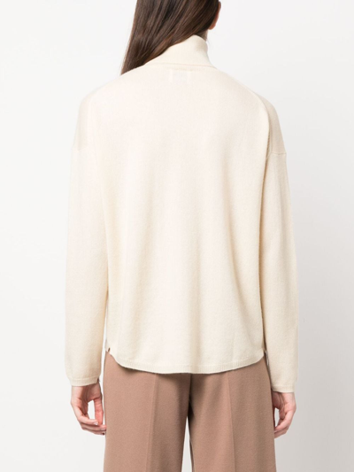 Shop Allude Roll-neck Cashmere Jumper In Neutrals