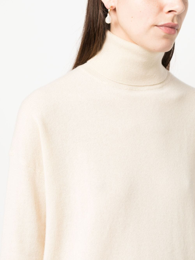 Shop Allude Roll-neck Cashmere Jumper In Neutrals
