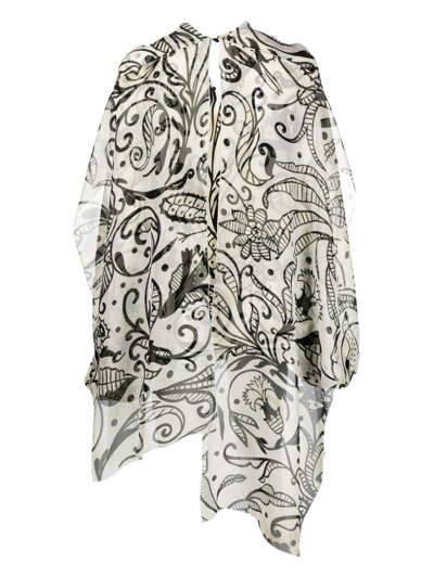 Shop F.r.s For Restless Sleepers Graphic-print Silk Blouse In White