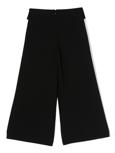 Shop Elisabetta Franchi La Mia Bambina Pocket-detail Wide-leg Trousers In Black