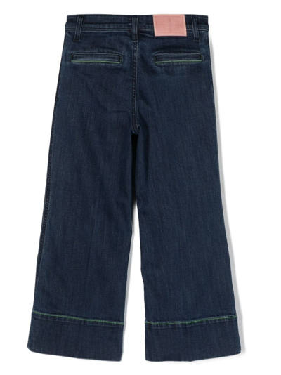 Shop Elisabetta Franchi La Mia Bambina Chain-detail Wide-leg Jeans In Blue