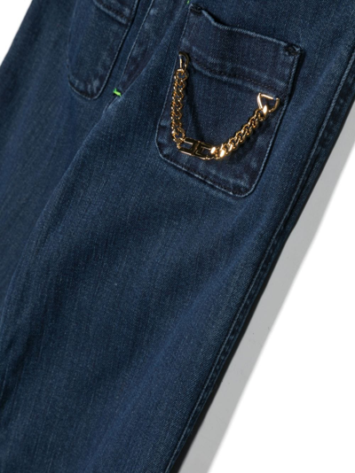 Shop Elisabetta Franchi La Mia Bambina Chain-detail Wide-leg Jeans In Blue