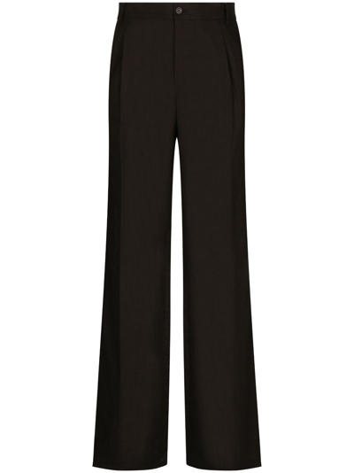 Shop Dolce & Gabbana Dart-detailing Wide-leg Trousers In Black