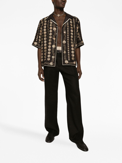 Dolce & Gabbana Dart-detailing Wide-leg Trousers In Black