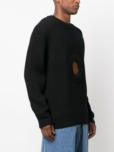 Shop Craig Green Ch Hole Ribbed-knit Sweatshirt In Black