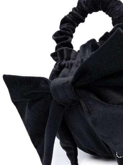Shop Monnalisa Bow-detail Velvet Shoulder Bag In Black
