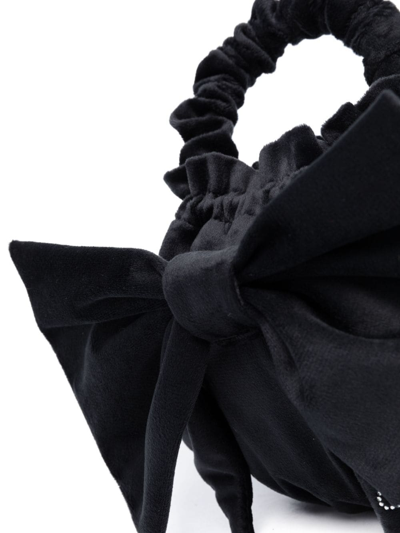 Monnalisa Bow-detail Velvet Shoulder Bag In Black