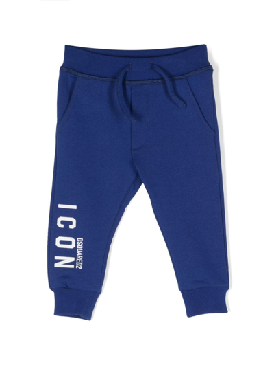 Shop Dsquared2 Icon Drawstring Jersey Track Pants In Blue