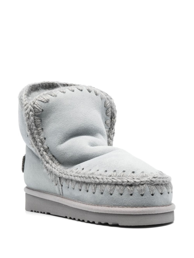 Mou Whipstitch-trim Detail Boots In Blue