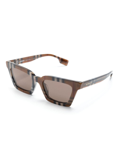 Burberry Eyewear Checked Square-frame Sunglasses In Brown