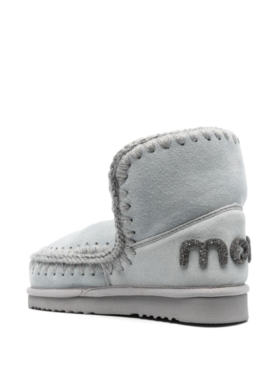 Mou Whipstitch-trim Detail Boots In Blue