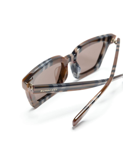 Burberry Eyewear Checked Square-frame Sunglasses In Brown