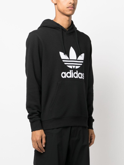 Shop Adidas Originals Logo-print Cotton Hoodie In Black