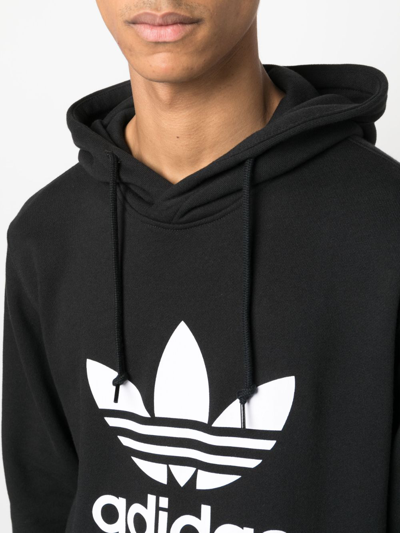 Shop Adidas Originals Logo-print Cotton Hoodie In Black