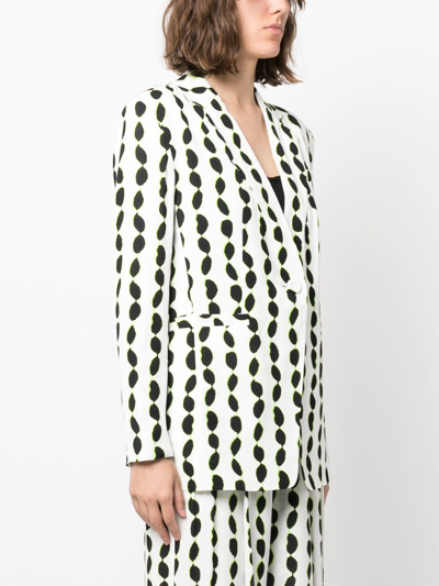 Diane Von Furstenberg Dalton Abstract-print Blazer In White