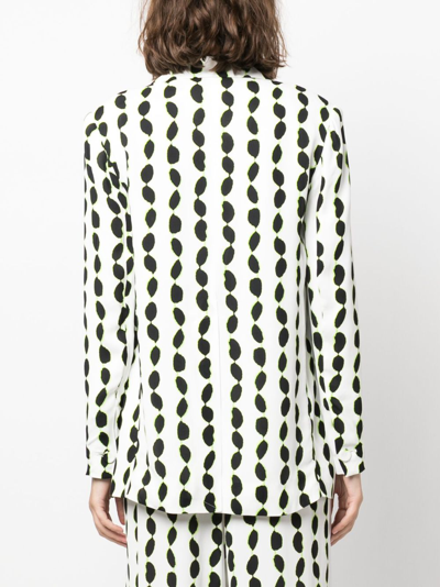 Diane Von Furstenberg Dalton Abstract-print Blazer In White