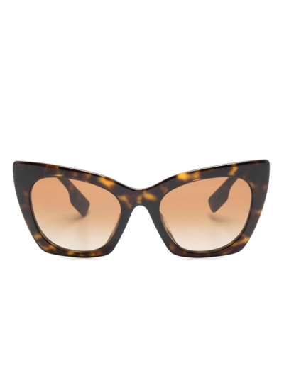 Shop Burberry Eyewear Tortoiseshell Cat-eye Sunglasses In Brown