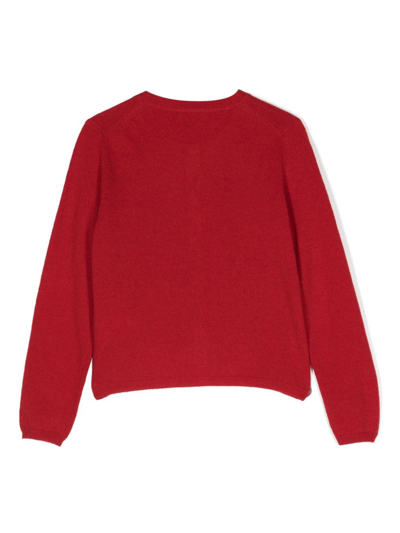 Shop Il Gufo Round-neck Virgin Wool Cardigan In Red