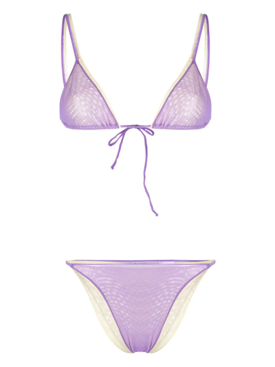 Shop Oseree Double-layer Triangle Bikini In Purple