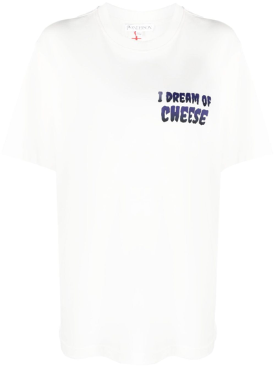 Shop Jw Anderson Slogan-print Organic Cotton T-shirt In White