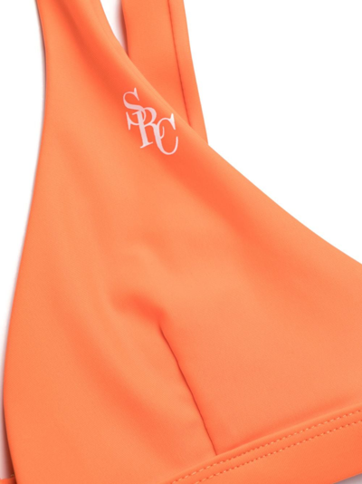 Shop Sporty And Rich Logo-print Triangle Bikini Top In Orange