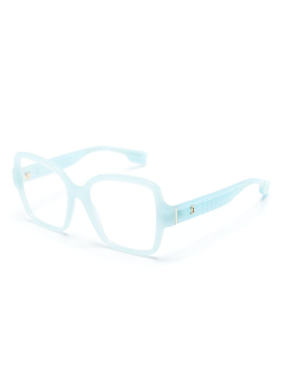 Burberry Eyewear Logo-plaque Oversize-frame Glasses In Blue