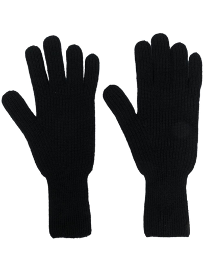 Shop Barrie Intarsia-knit Cashmere Gloves In Black