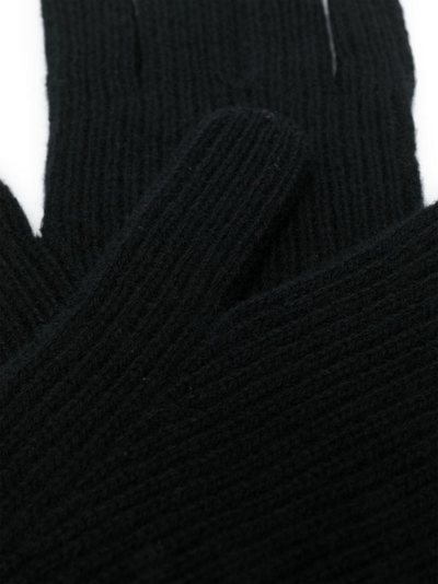 Shop Barrie Intarsia-knit Cashmere Gloves In Black